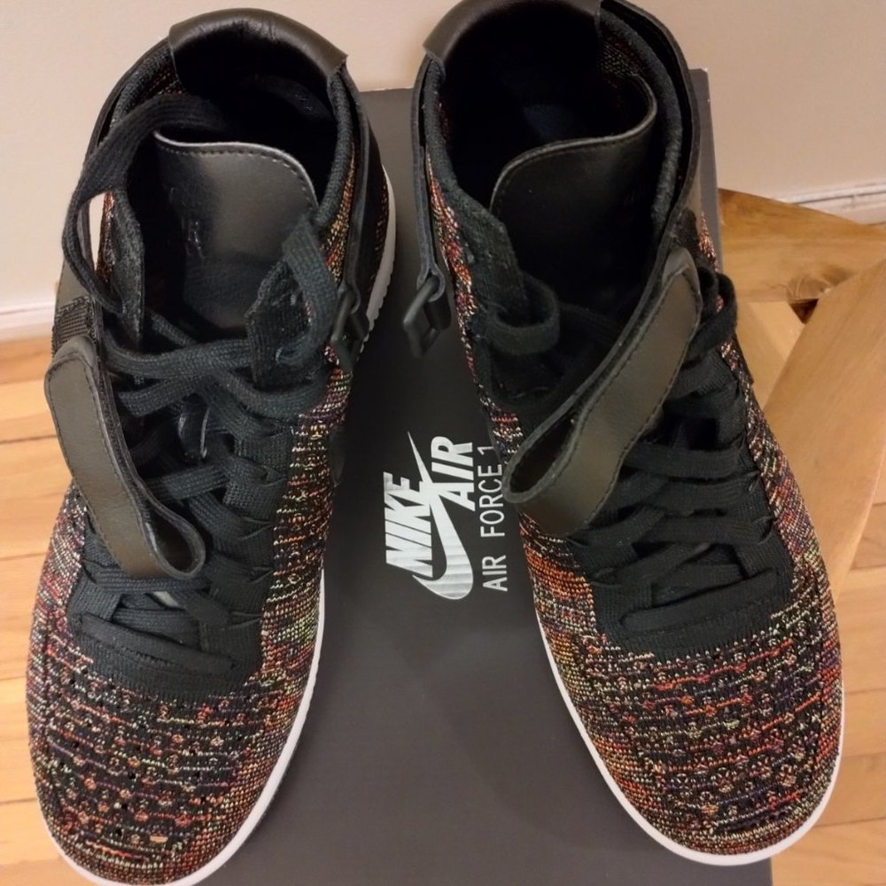 Nike Air Force 1 Ultra Flyknit Mid 817420-002 - Multi-Color Black - Size Men 10 - Picture 7 of 9